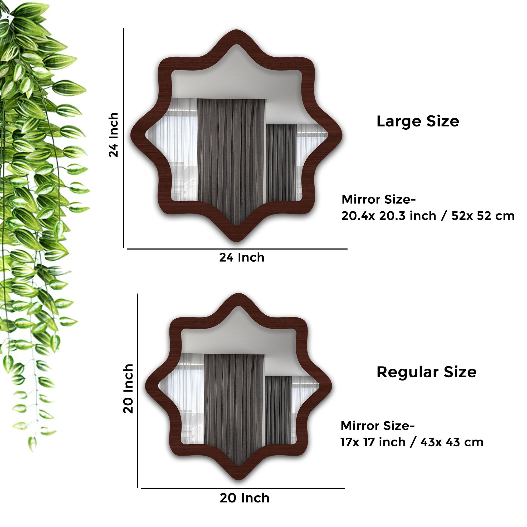 Modern Decorative Star Shape Wooden Wall Mirror - Decor Smart