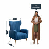 Modern Dense Foam Comfortable Luxurious Blue Sofa Lounge Chair - Decor Smart