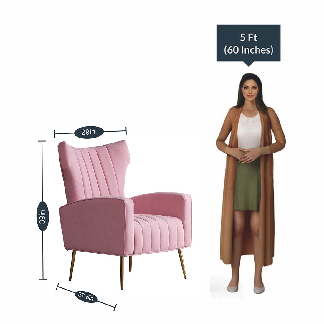 Modern Dense Foam Comfortable Luxurious Pink Sofa Lounge Chair - Decor Smart