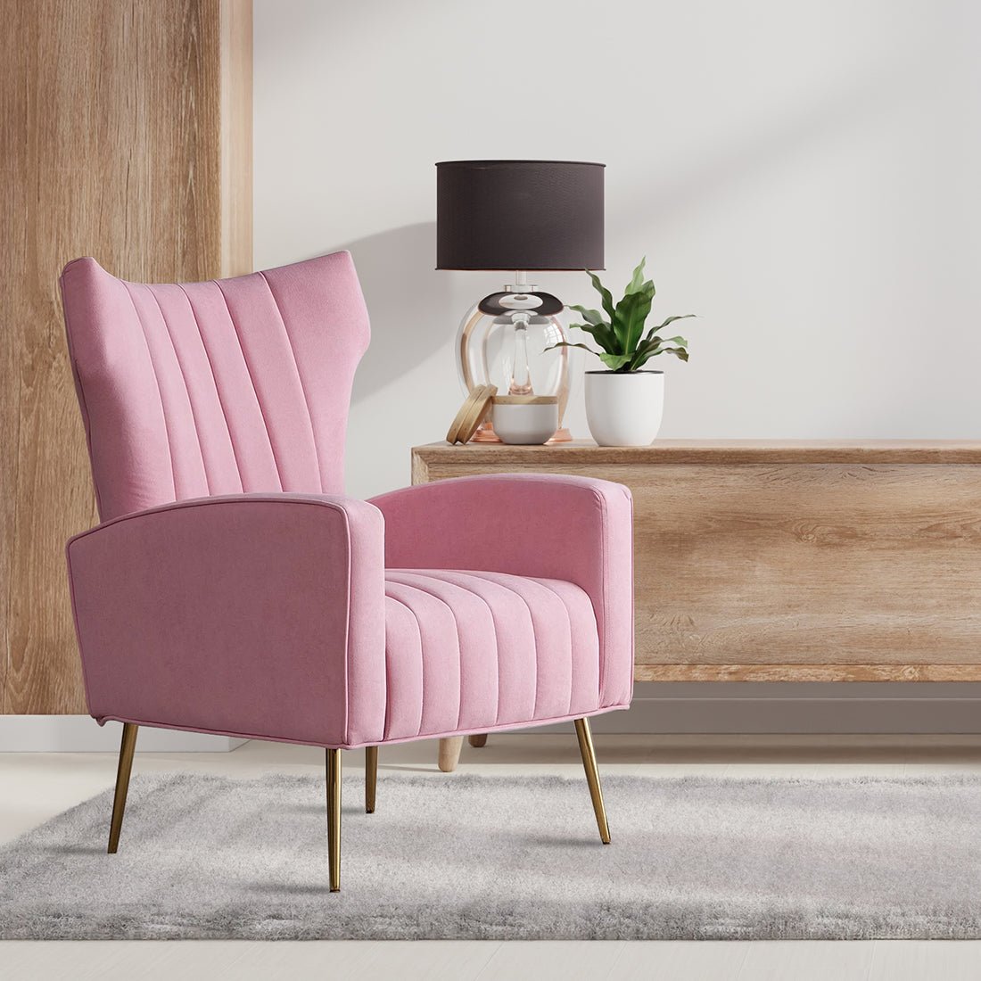 Modern Dense Foam Comfortable Luxurious Pink Sofa Lounge Chair - Decor Smart