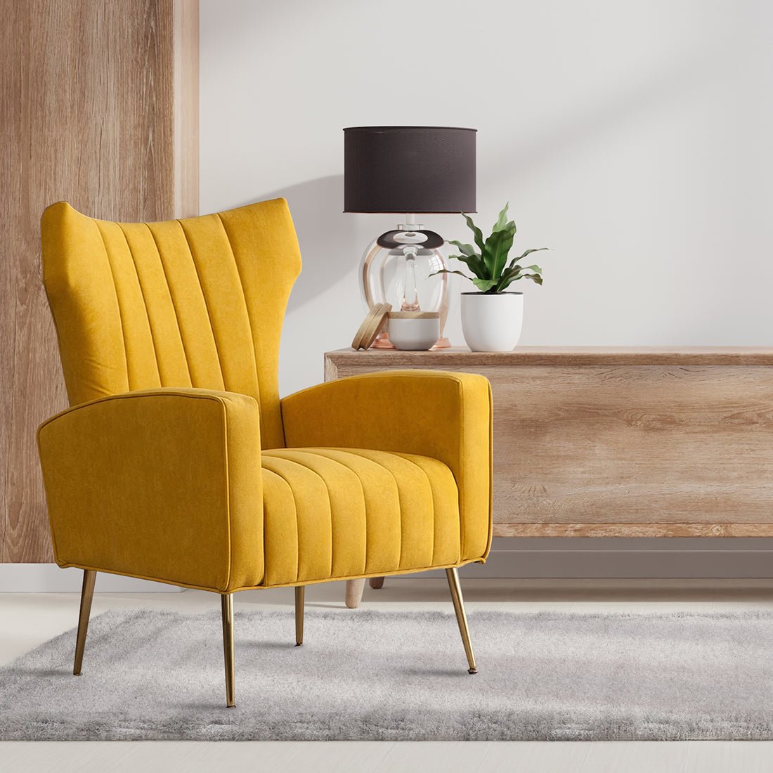 Modern Dense Foam Comfortable Luxurious Yellow Sofa Lounge Chair - Decor Smart