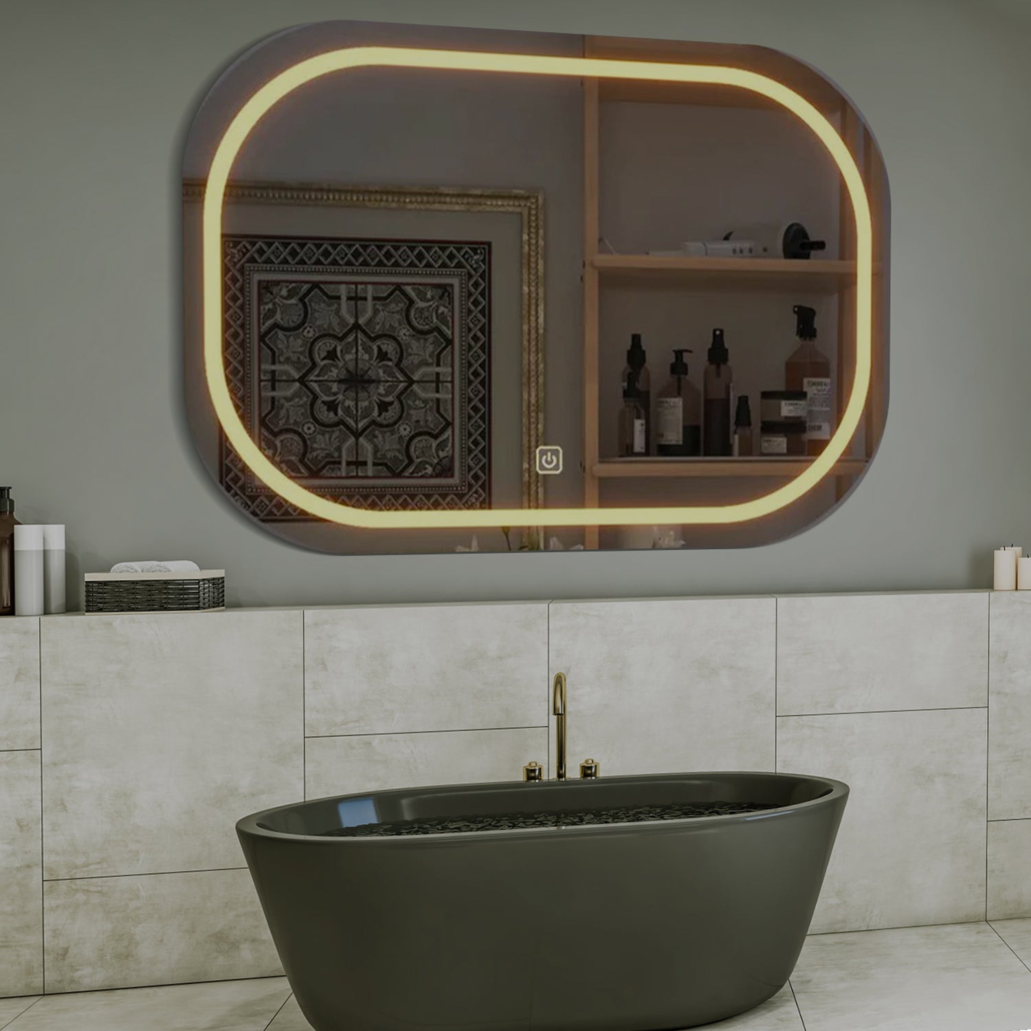 Modern Design LED Curved Rectangle Bathroom Mirror - Decor Smart