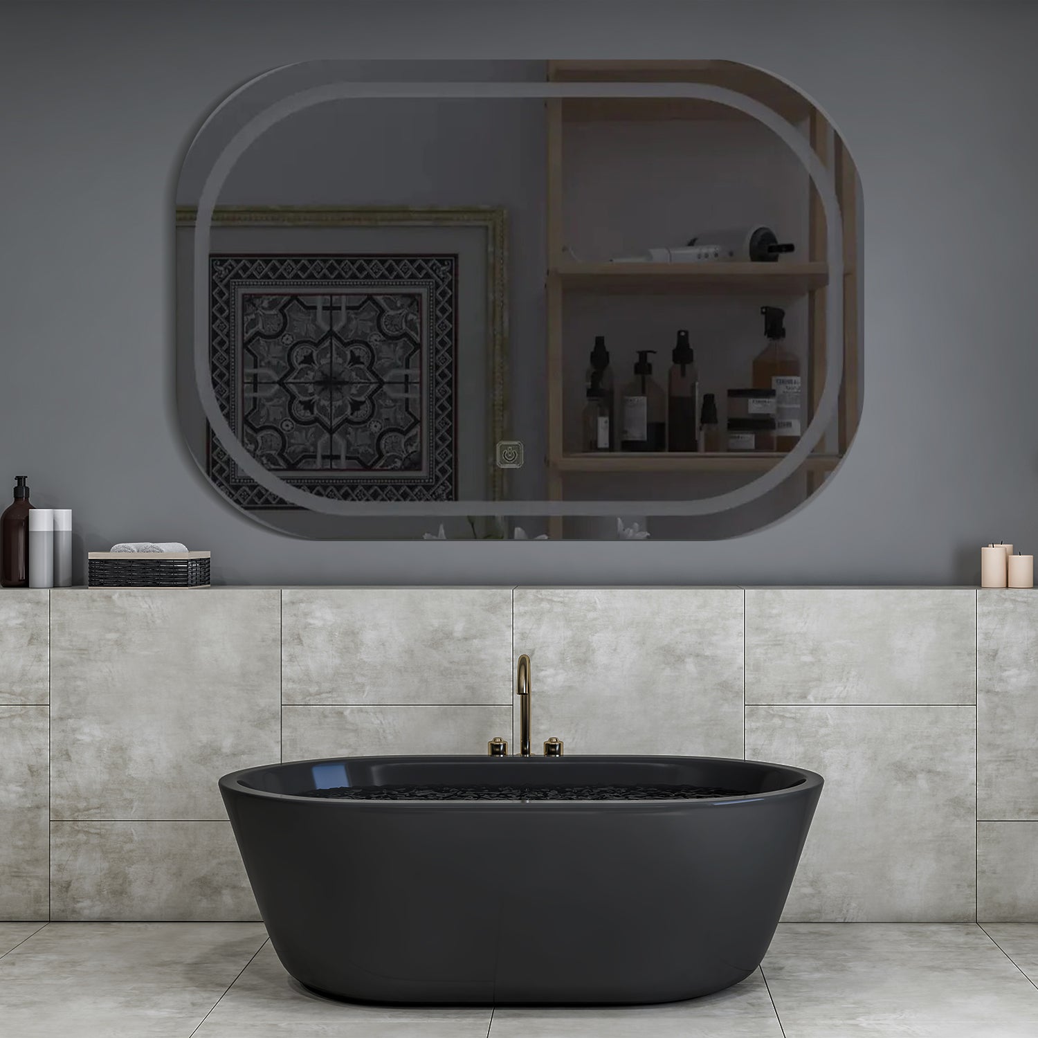 Modern Design LED Curved Rectangle Bathroom Mirror - Decor Smart