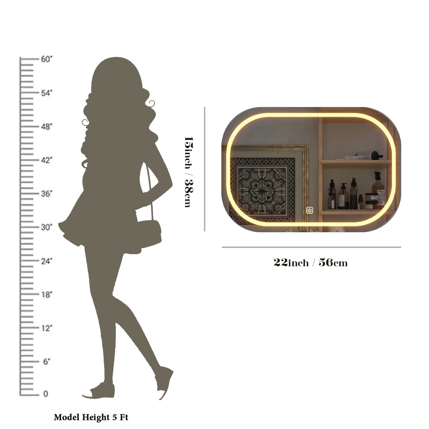 Modern Design LED Curved Rectangle Bathroom Mirror - Decor Smart