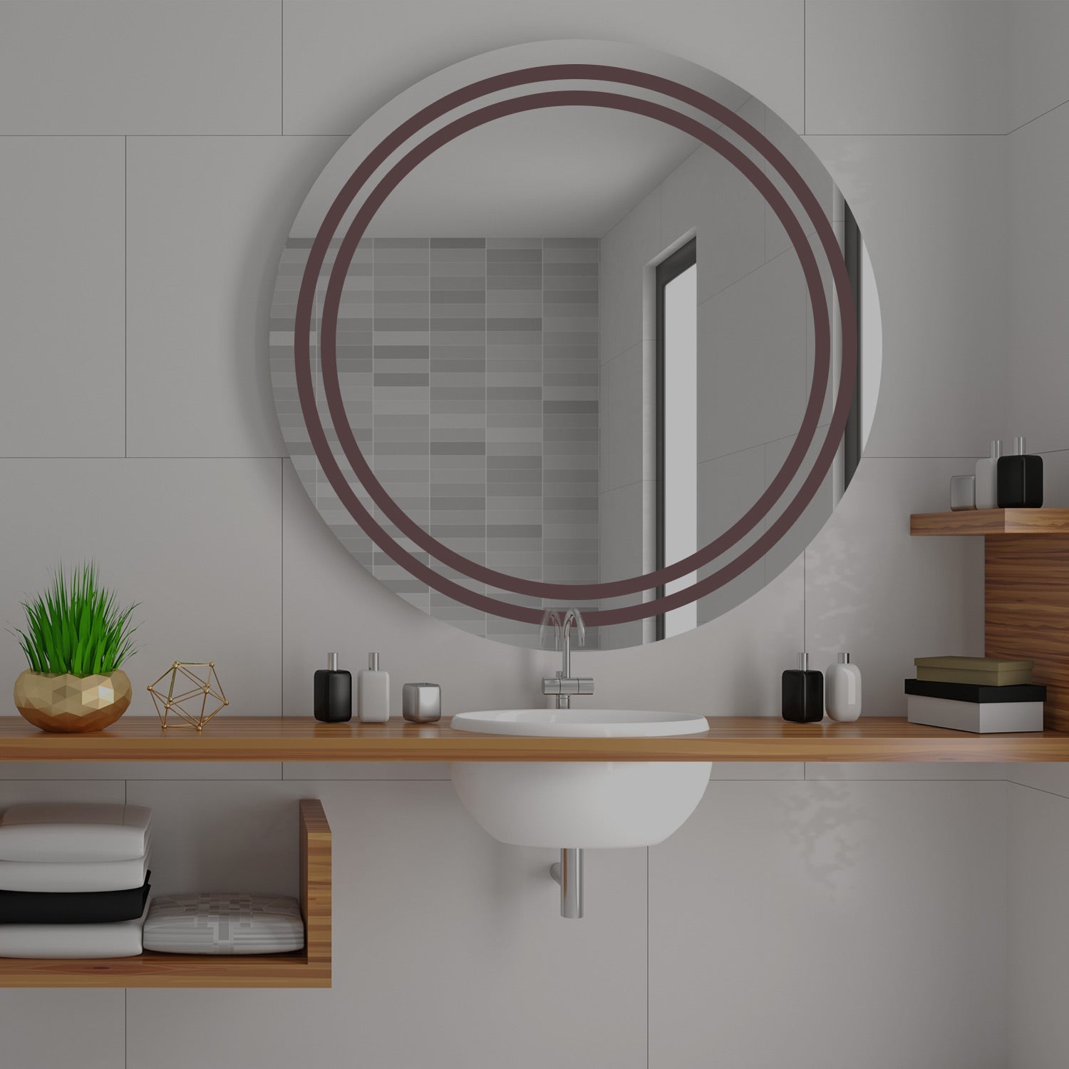 Modern Designed LED Round Shape Bathroom Wall Mirror - Decor Smart