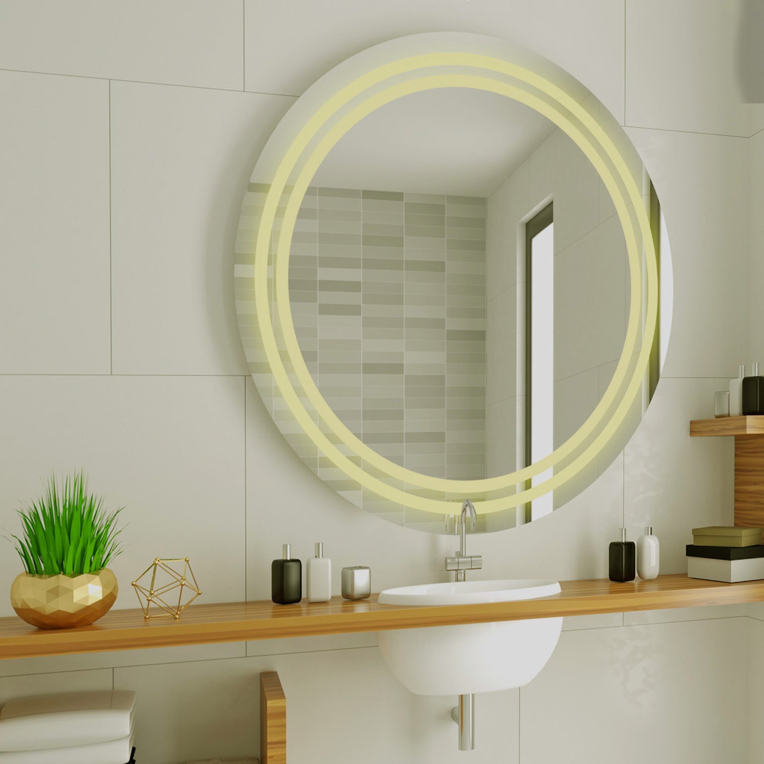 Modern Designed LED Round Shape Bathroom Wall Mirror - Decor Smart
