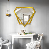 Modern Diamond Shape Vanity Mirror Wooden Golden Finish Frame - Decor Smart