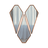 Modern Diamond Shape Vanity Mirrors Set of 3 with Copper Finish Frame - Decor Smart
