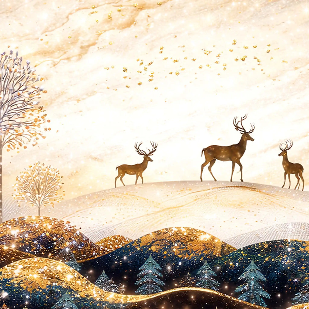 Modern Elegant Deer Crystal Glass Painting for Decoration