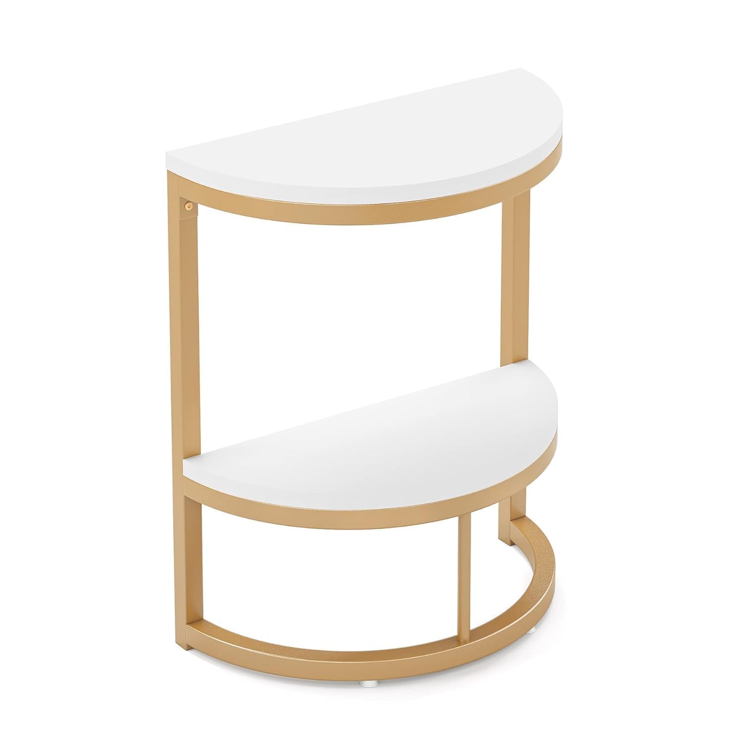 Modern End Semi Circle Side Table with Storage Shelf - Decor Smart
