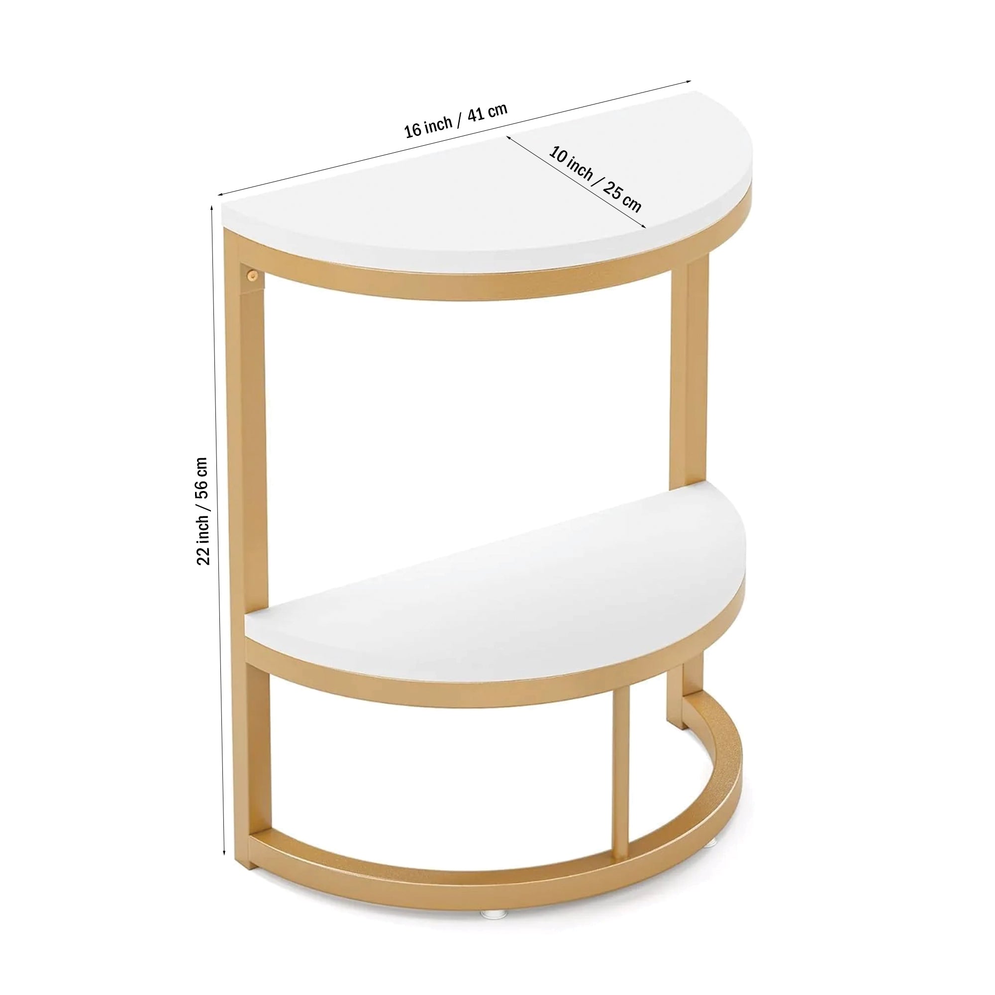 Modern End Semi Circle Side Table with Storage Shelf - Decor Smart