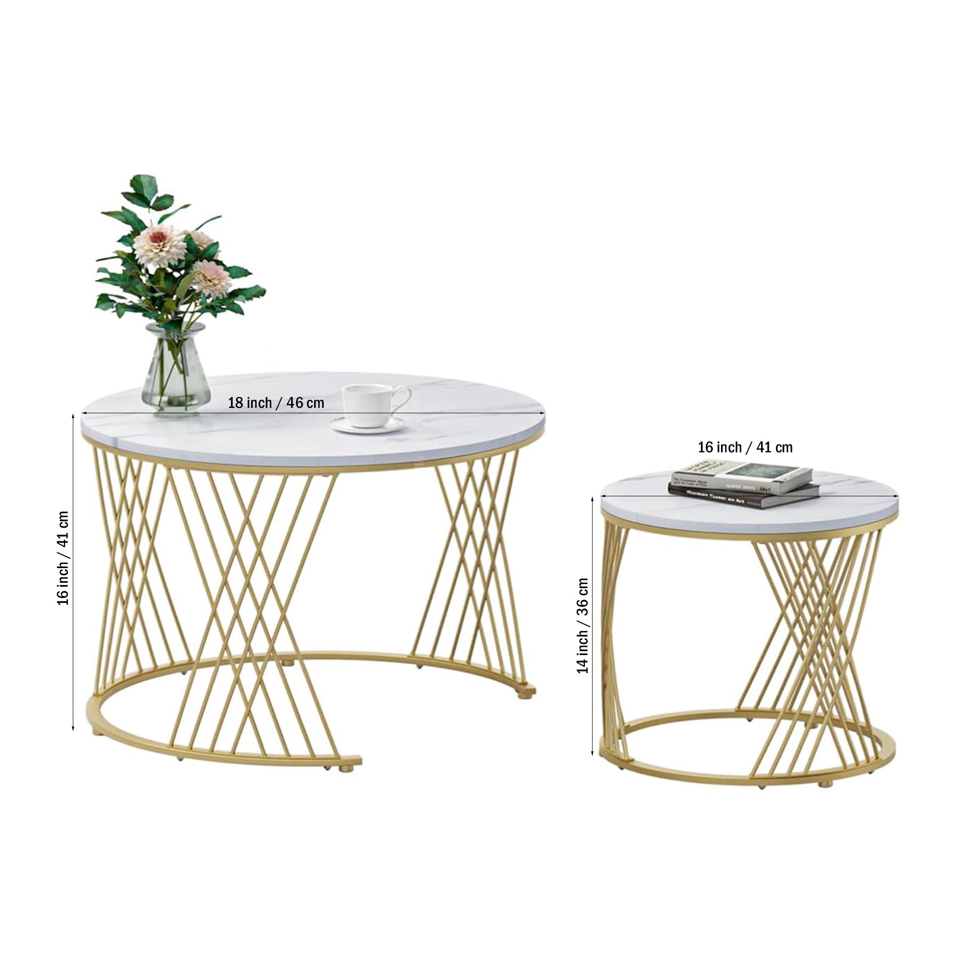 Modern Faux Marble Attractive Design Rounded Coffee Table - Decor Smart
