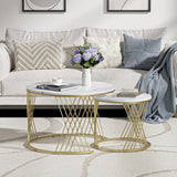 Modern Faux Marble Attractive Design Rounded Coffee Table - Decor Smart