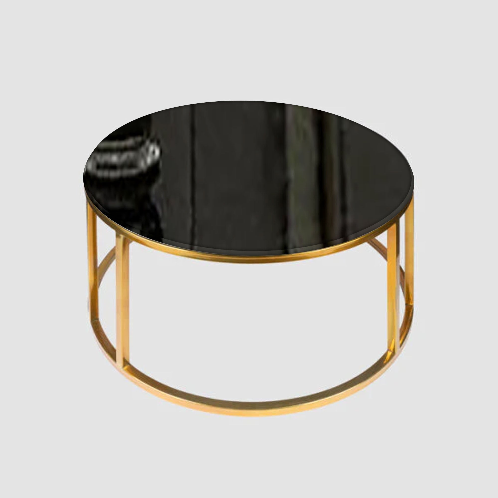 Modern Faux Marble Black Matte Finish Metal Centre Table - Decor Smart