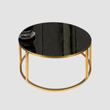 Modern Faux Marble Black Matte Finish Metal Centre Table - Decor Smart
