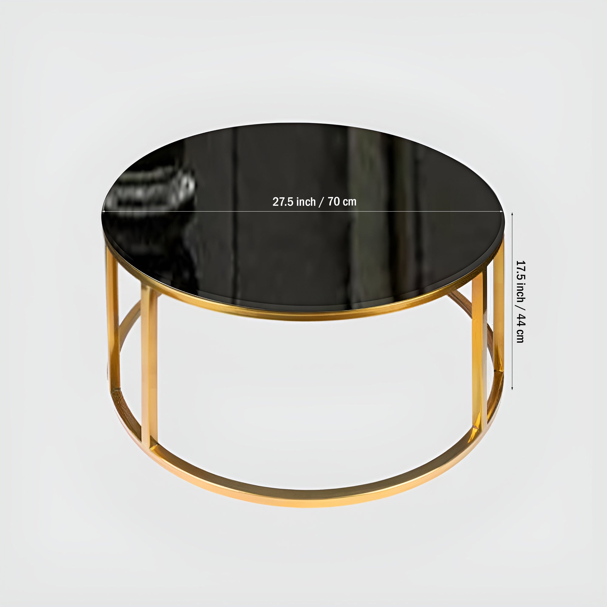 Modern Faux Marble Black Matte Finish Metal Centre Table - Decor Smart