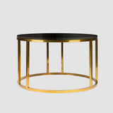 Modern Faux Marble Black Matte Finish Metal Centre Table - Decor Smart