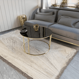 Modern Faux Marble Black Matte Finish Metal Centre Table - Decor Smart