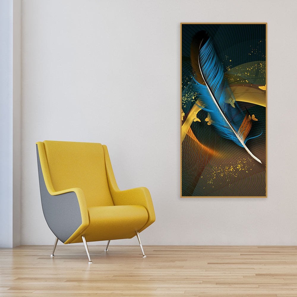 Modern Feathers and Beautiful Butterflies Premium Canvas Wall Painting - Decor Smart