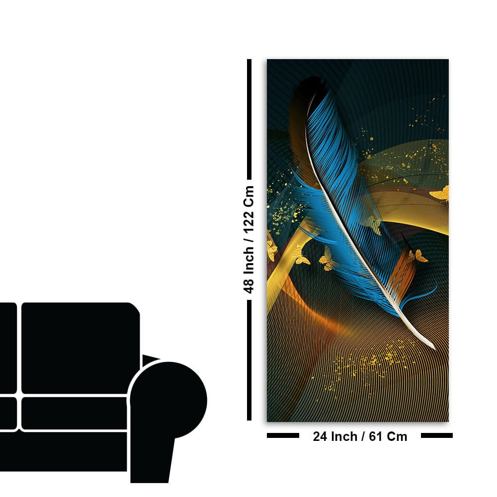 Modern Feathers and Beautiful Butterflies Premium Canvas Wall Painting - Decor Smart