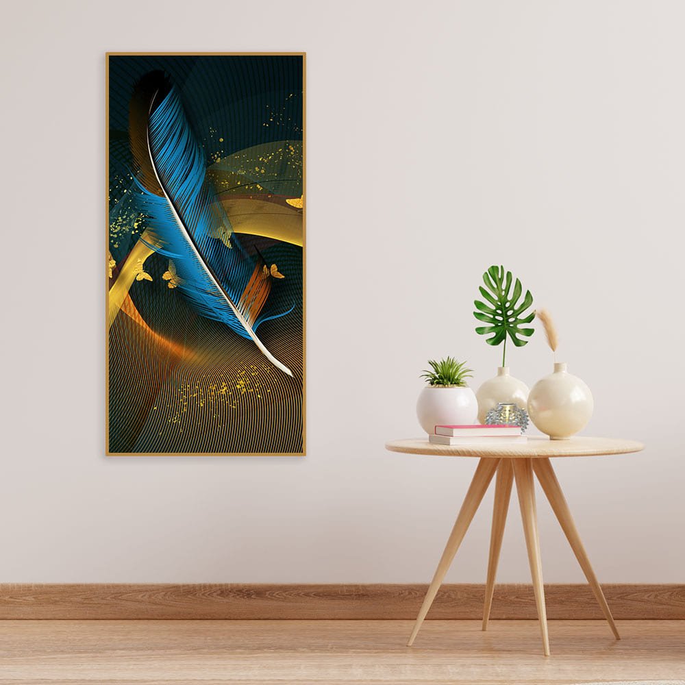 Modern Feathers and Beautiful Butterflies Premium Canvas Wall Painting - Decor Smart