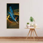 Modern Feathers and Beautiful Butterflies Premium Canvas Wall Painting