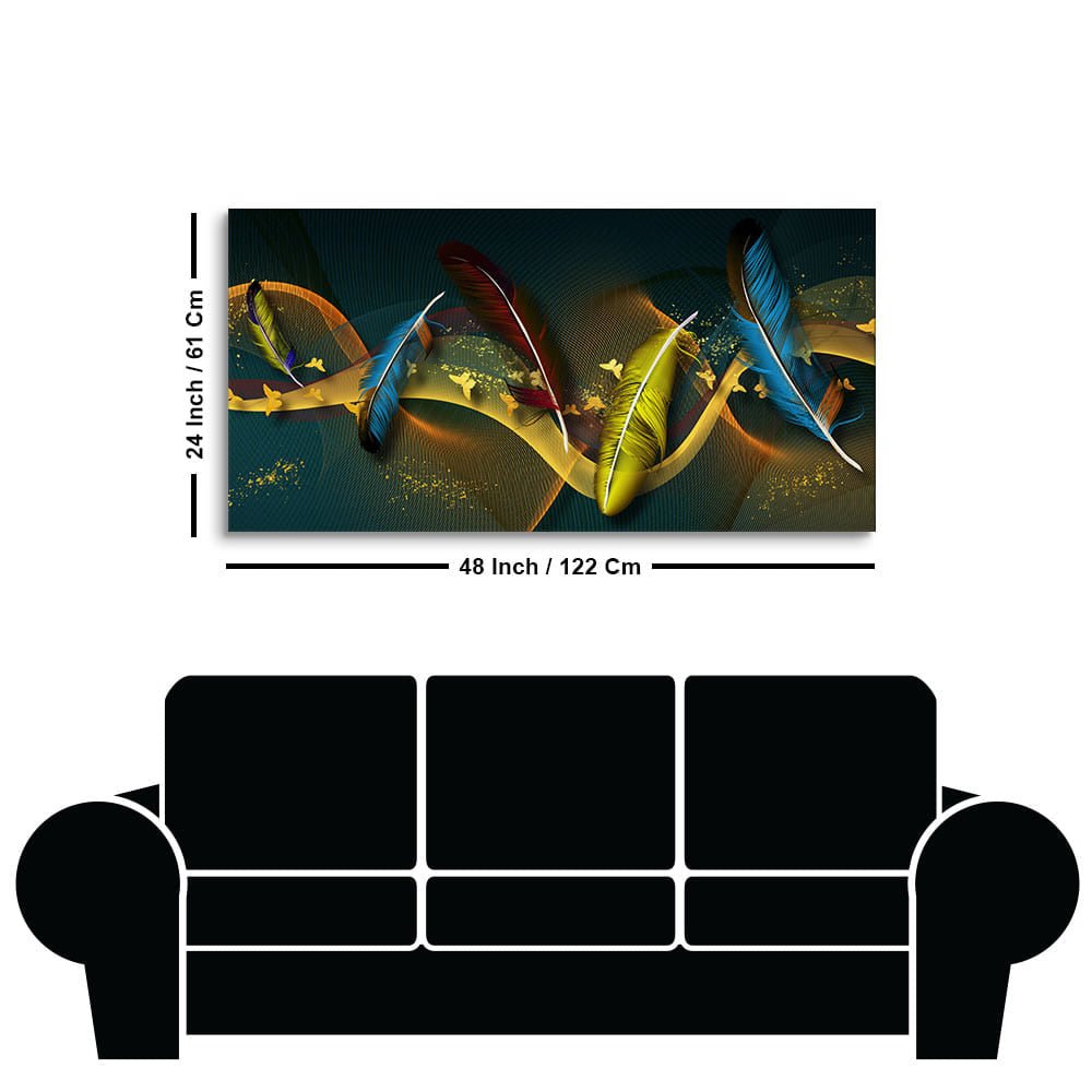 Modern Feathers And Butterflies Premium Canvas Wall Painting - Decor Smart