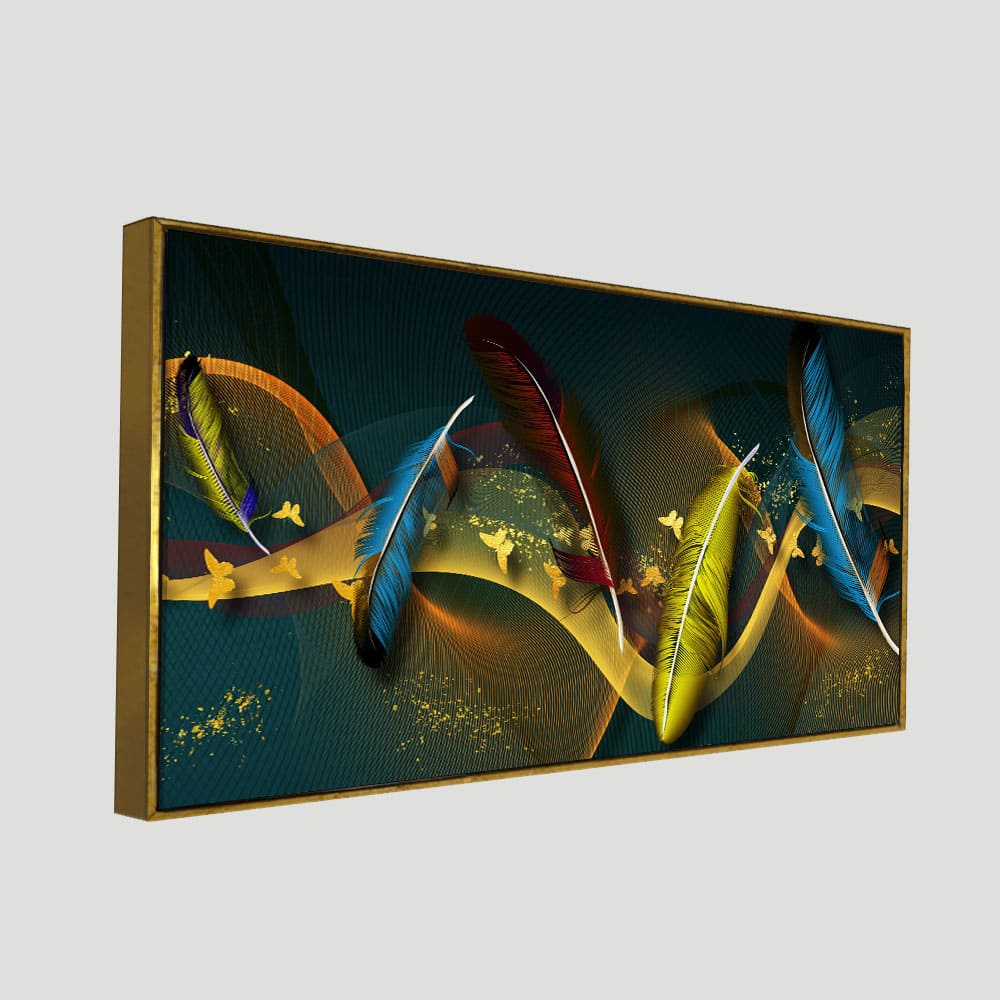 Modern Feathers And Butterflies Premium Canvas Wall Painting - Decor Smart