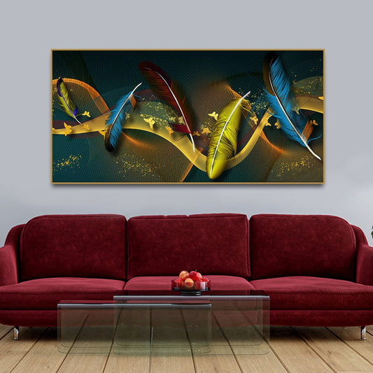 Modern Feathers And Butterflies Premium Canvas Wall Painting - Decor Smart