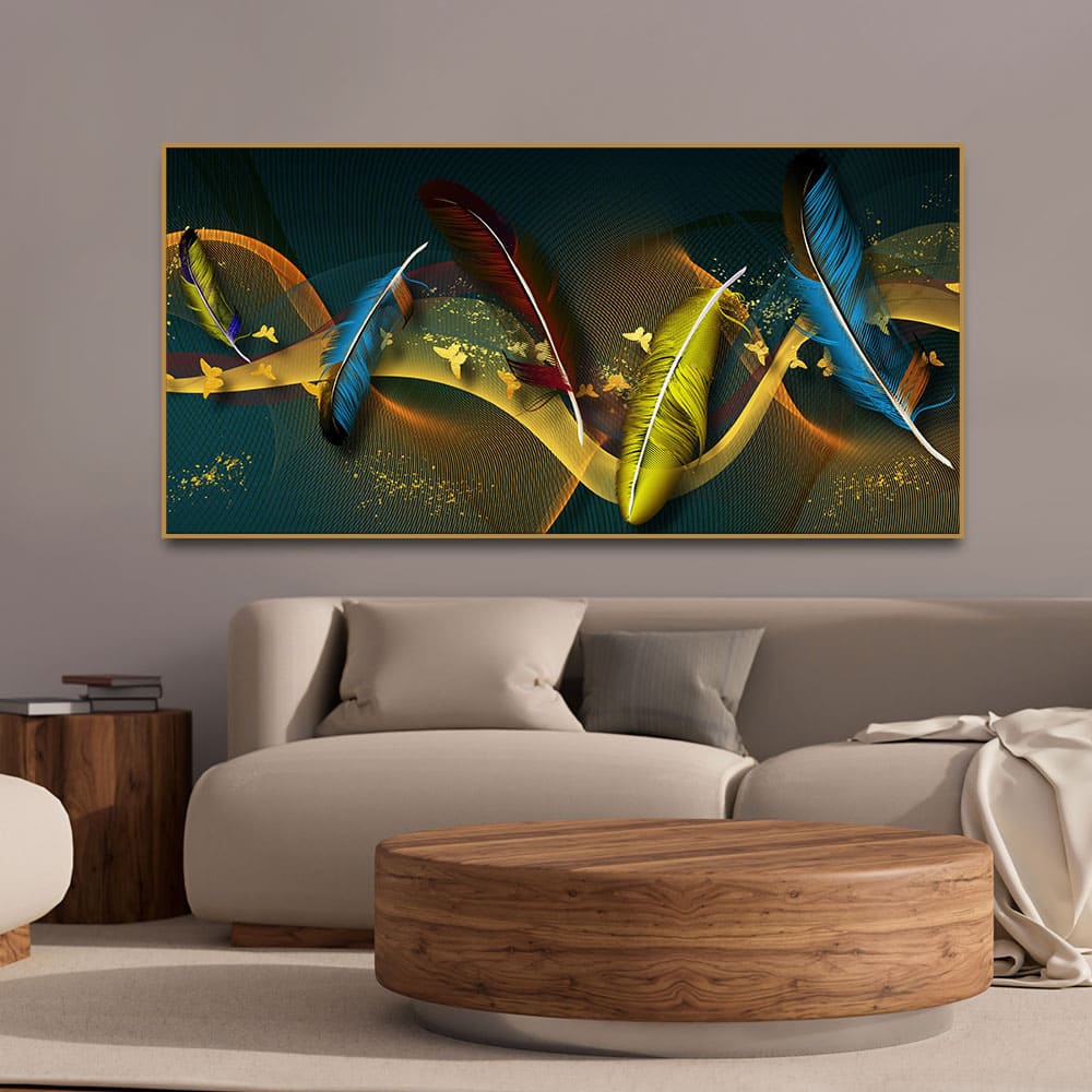 Modern Feathers And Butterflies Premium Canvas Wall Painting - Decor Smart