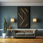 Modern Geometric Black and Gold Lines 3D Wall Art Home Decor