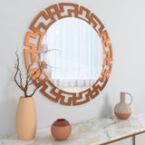 Modern Geometric Design Copper Finish Circular Vanity Mirror - Decor Smart