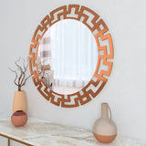 Modern Geometric Design Copper Finish Circular Vanity Mirror - Decor Smart