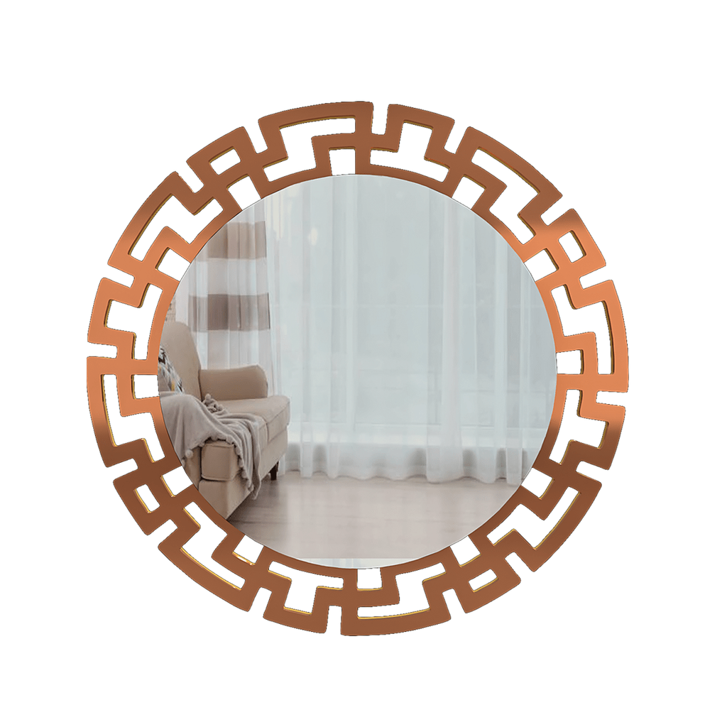 Modern Geometric Design Copper Finish Circular Vanity Mirror - Decor Smart