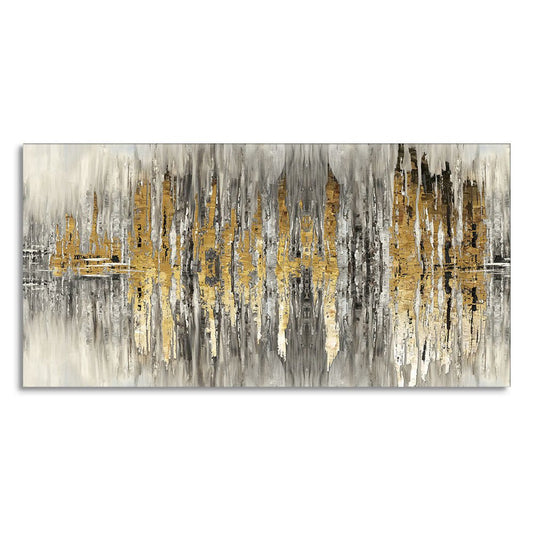 Modern Golden Abstract Design Premium Canvas Wall Painting - Decor Smart