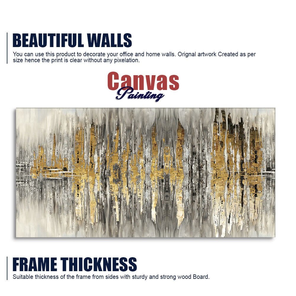 Modern Golden Abstract Design Premium Canvas Wall Painting - Decor Smart