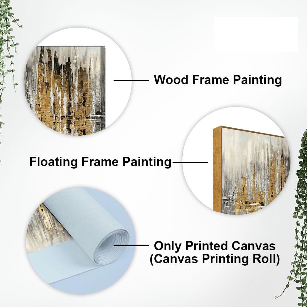 Modern Golden Abstract Design Premium Canvas Wall Painting - Decor Smart