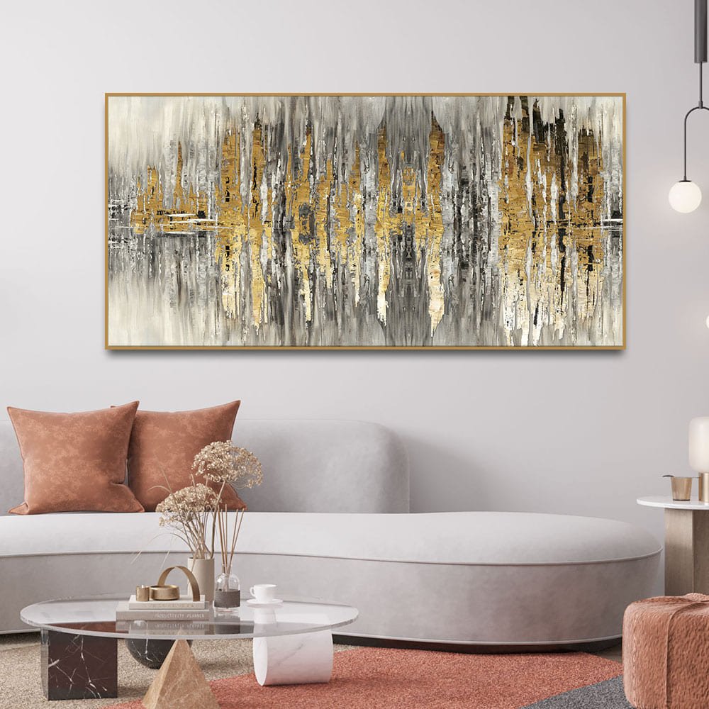 Modern Golden Abstract Design Premium Canvas Wall Painting - Decor Smart