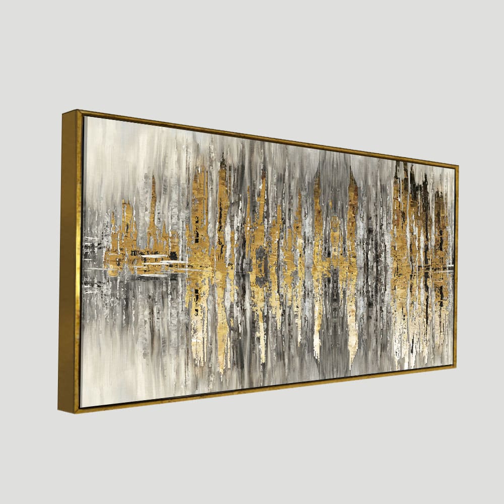 Modern Golden Abstract Design Premium Canvas Wall Painting - Decor Smart