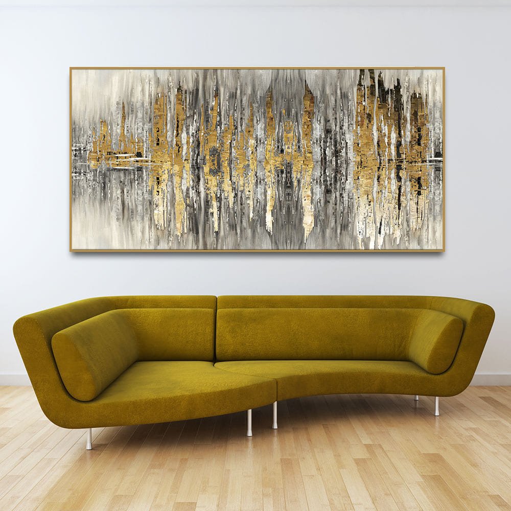 Modern Golden Abstract Design Premium Canvas Wall Painting - Decor Smart