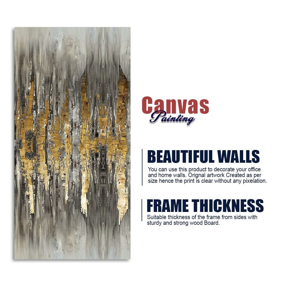 Modern Golden Abstract Pattern Premium Canvas Wall Painting - Decor Smart