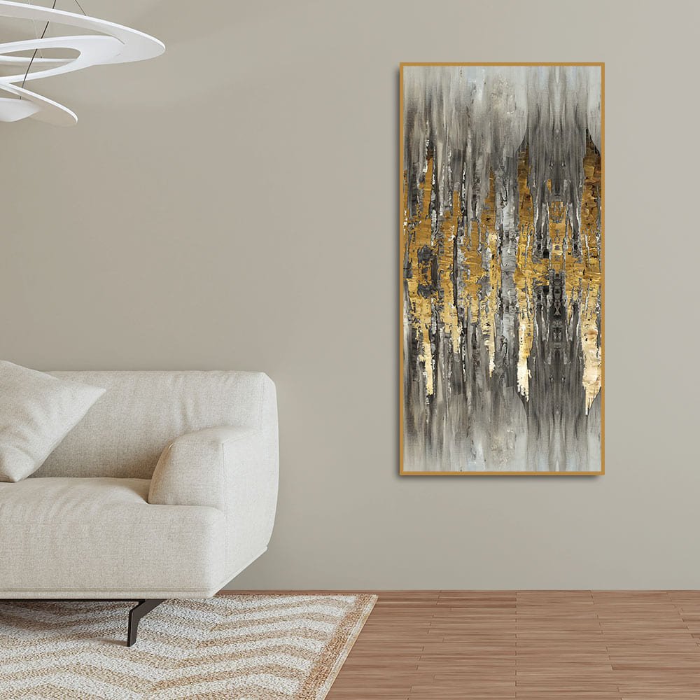 Modern Golden Abstract Pattern Premium Canvas Wall Painting - Decor Smart