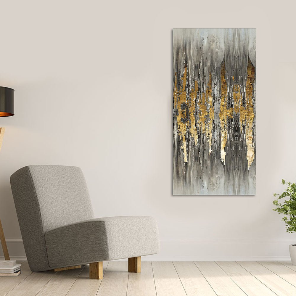 Modern Golden Abstract Pattern Premium Canvas Wall Painting - Decor Smart