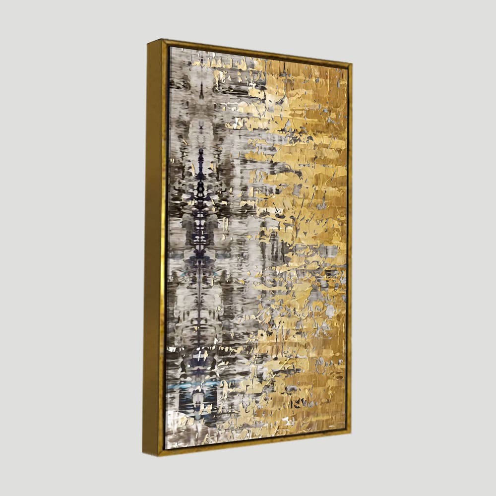 Modern Golden Abstract Textured Art Canvas Wall Painting - Decor Smart