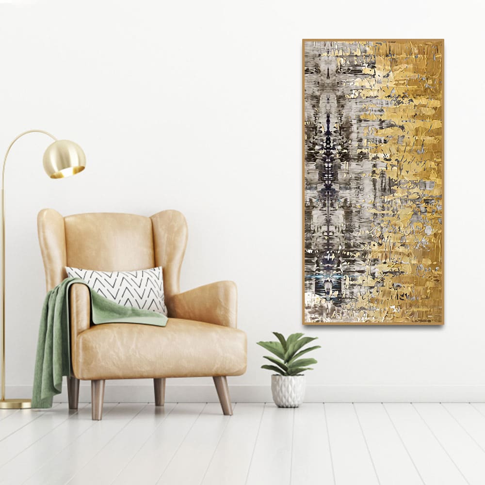 Modern Golden Abstract Textured Art Canvas Wall Painting - Decor Smart