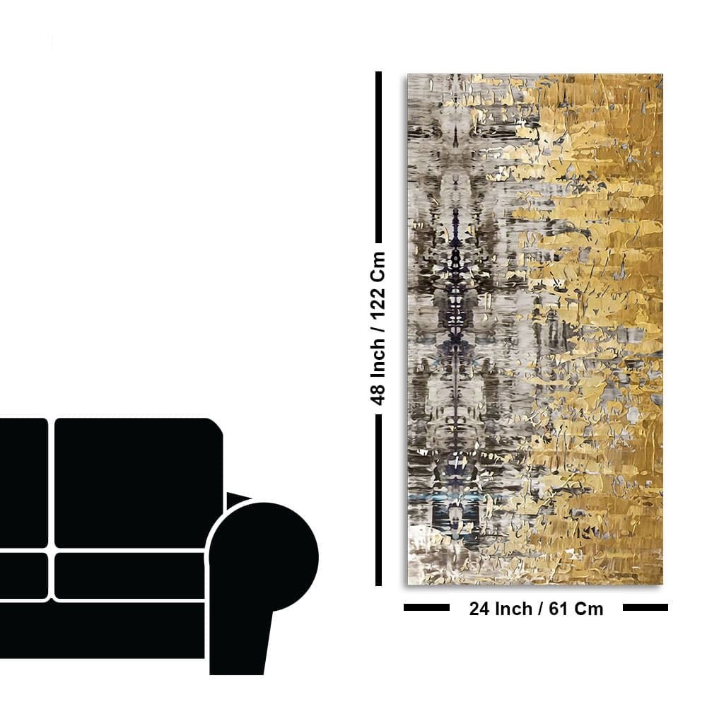 Modern Golden Abstract Textured Art Canvas Wall Painting - Decor Smart