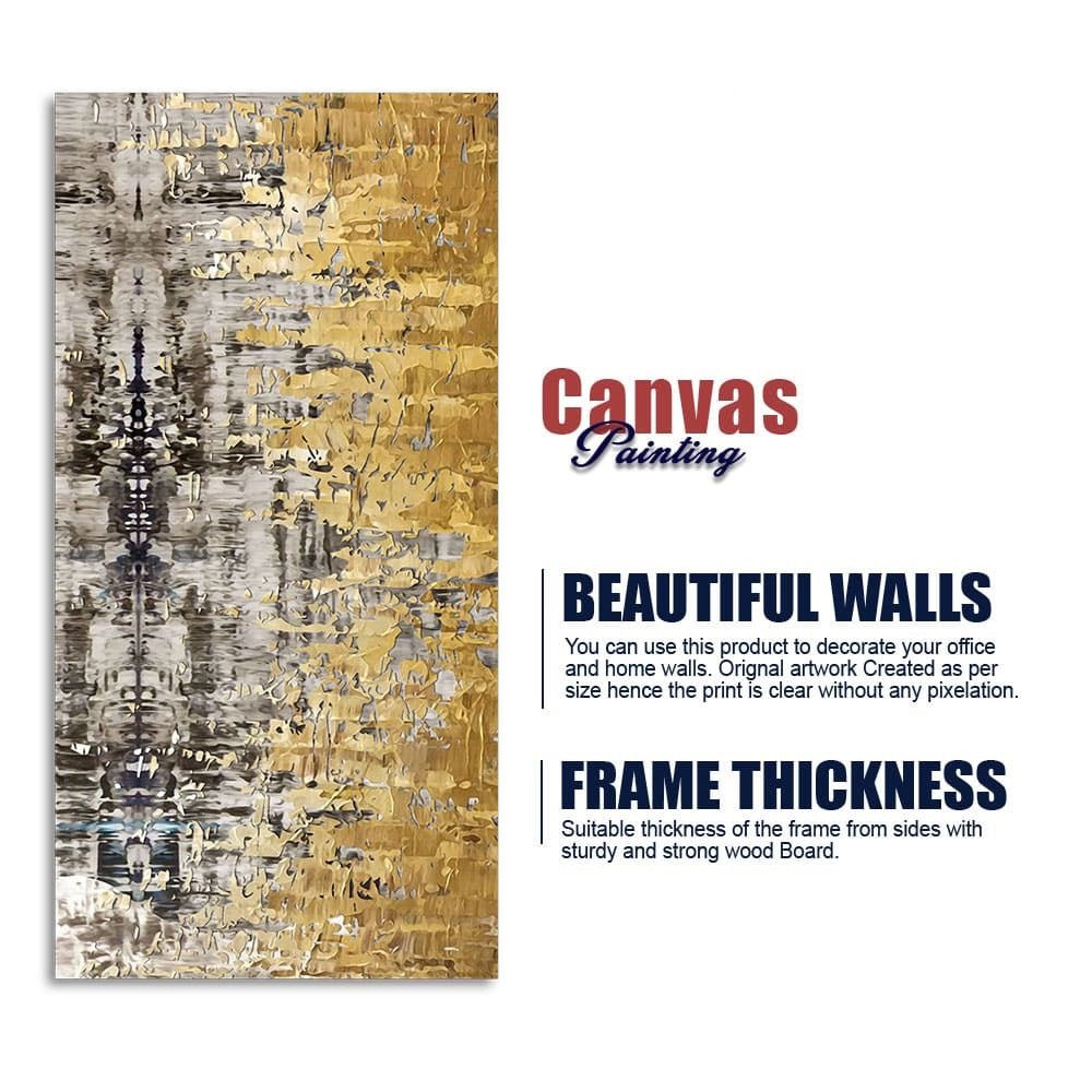 Modern Golden Abstract Textured Art Canvas Wall Painting - Decor Smart