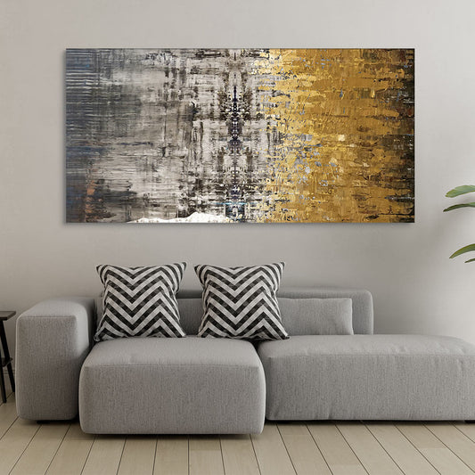 Modern Golden Abstract Textured Premium Canvas Wall Painting – Decor Smart Elegance