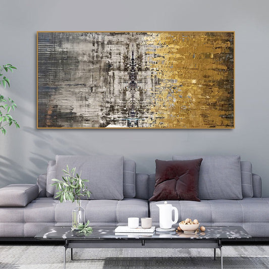Modern Golden Abstract Textured Premium Canvas Wall Painting – Decor Smart Elegance