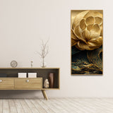 Modern Golden Flower and Waves Premium Canvas Wall Painting - Decor Smart